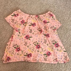 A Pink Floral Off-the-shoulder Top